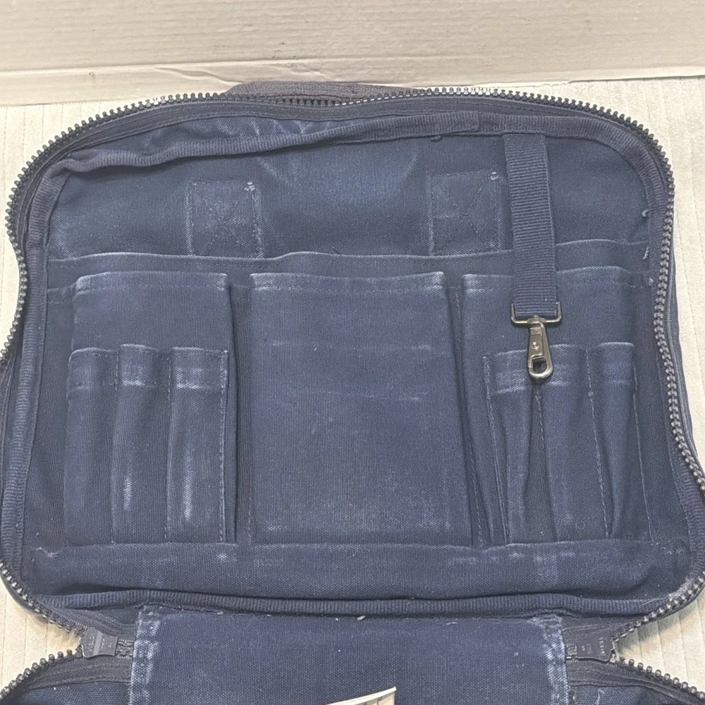 Vintage Lands' End Square Rigger Canvas Leather Bag USA Navy 1970s Preppy